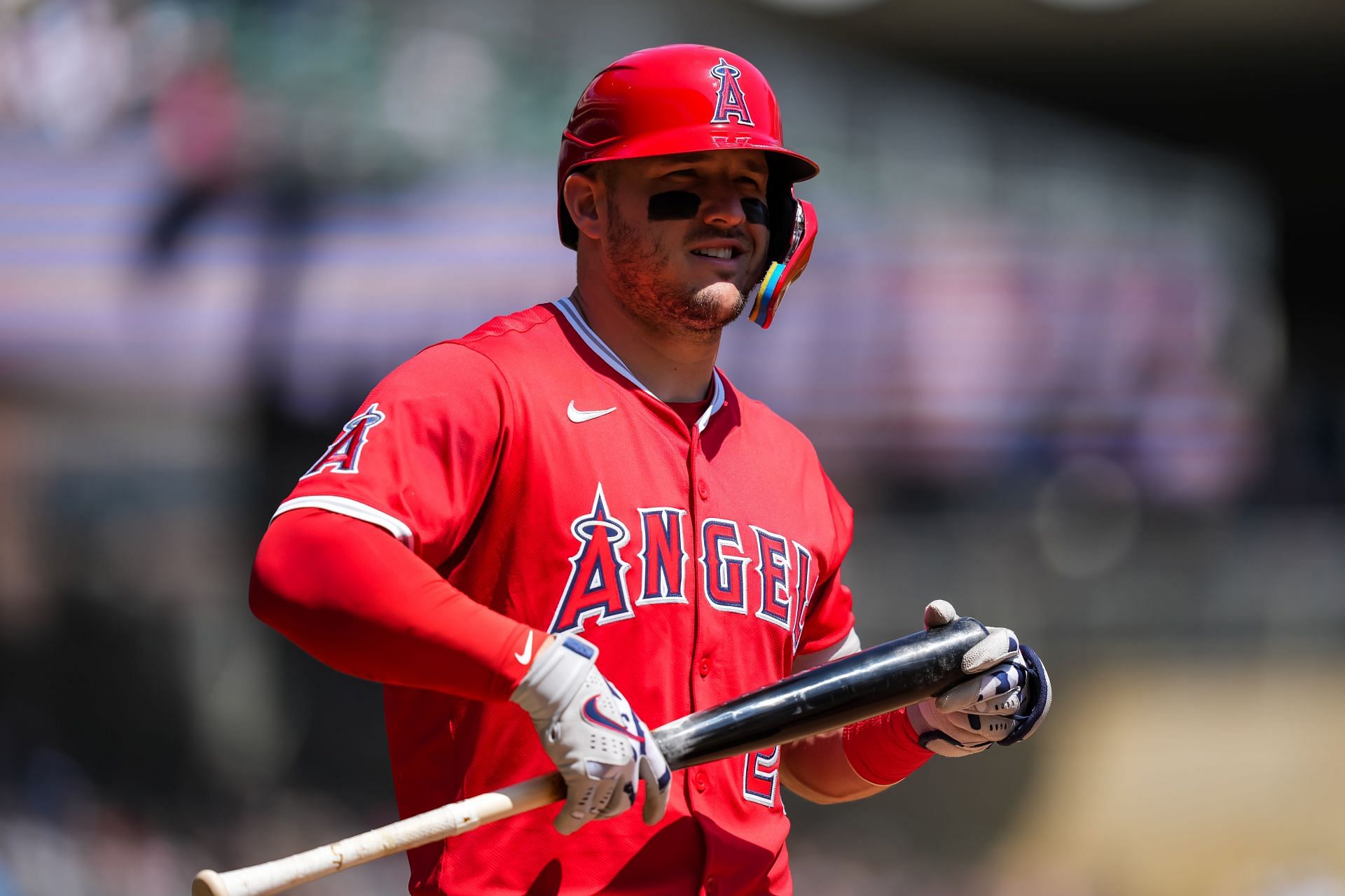 Mike Trout in action for the Los Angeles Angels. (Credits: Getty)